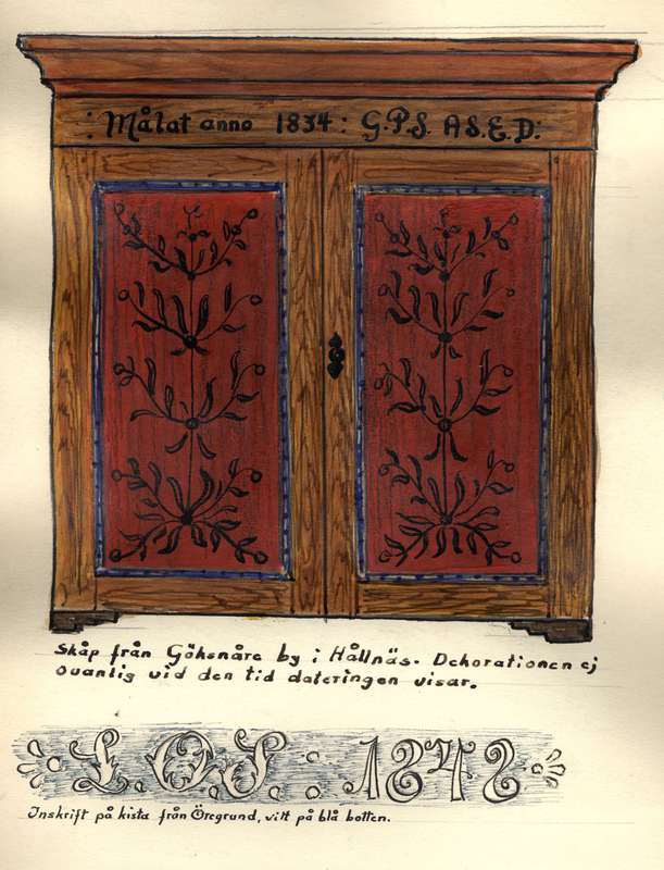 Målat skåp från 1834